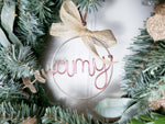 Load image into Gallery viewer, Wire Ornament with Name, Jute Ribbon and Suede Cord
