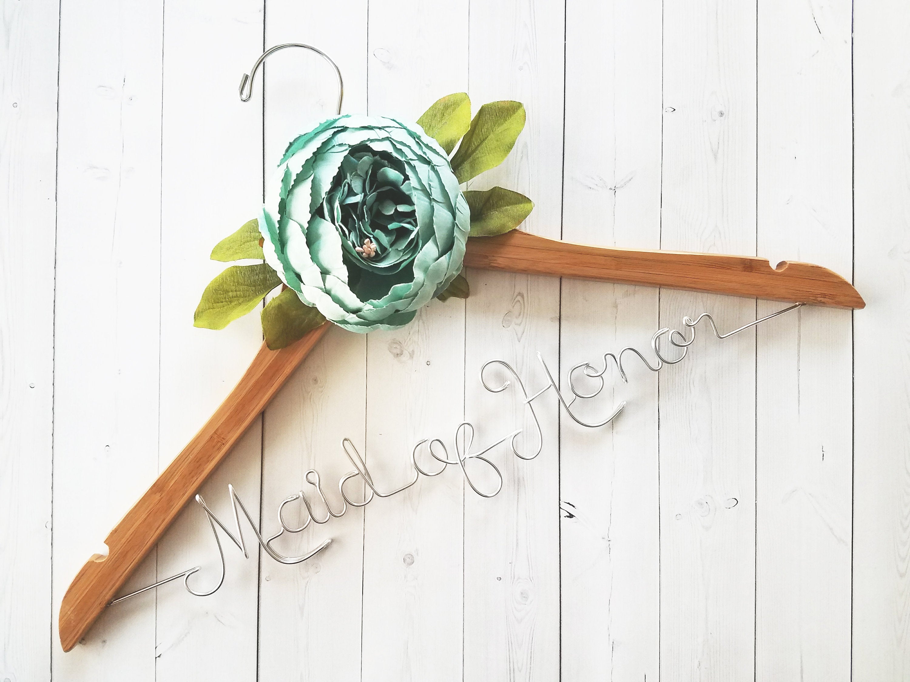 Maid of Honor Hanger With Blue Peony