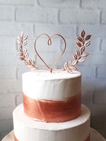 Load image into Gallery viewer, Heart with Laurel Wire Cake Topper
