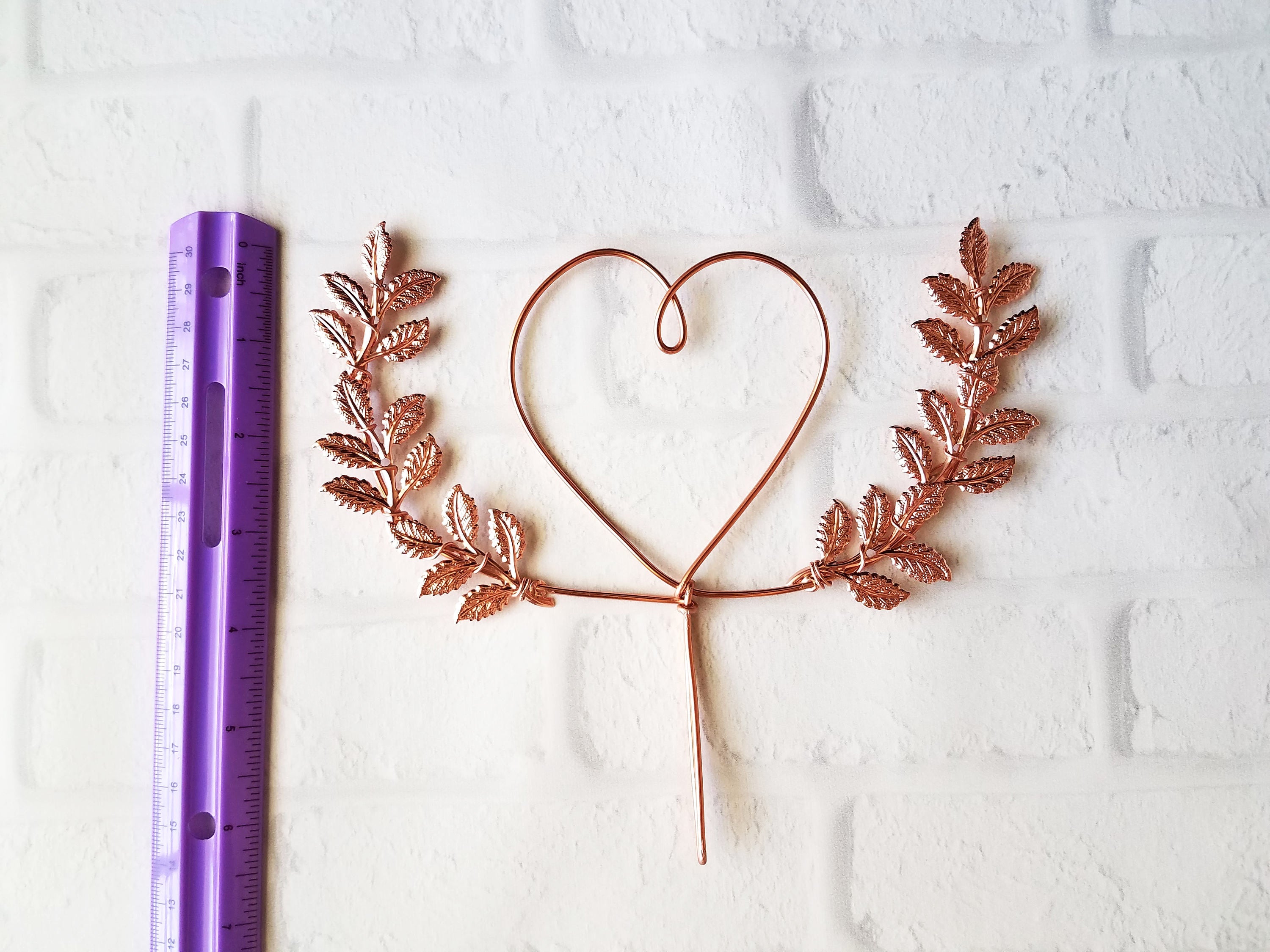 Heart with Laurel Wire Cake Topper