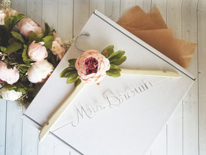Bride Hanger With Date and Peonies