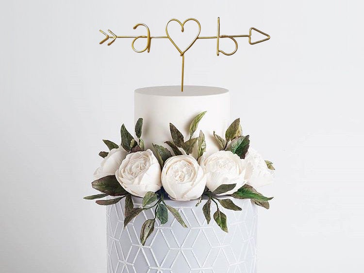Arrow & Initials Wire Cake Topper