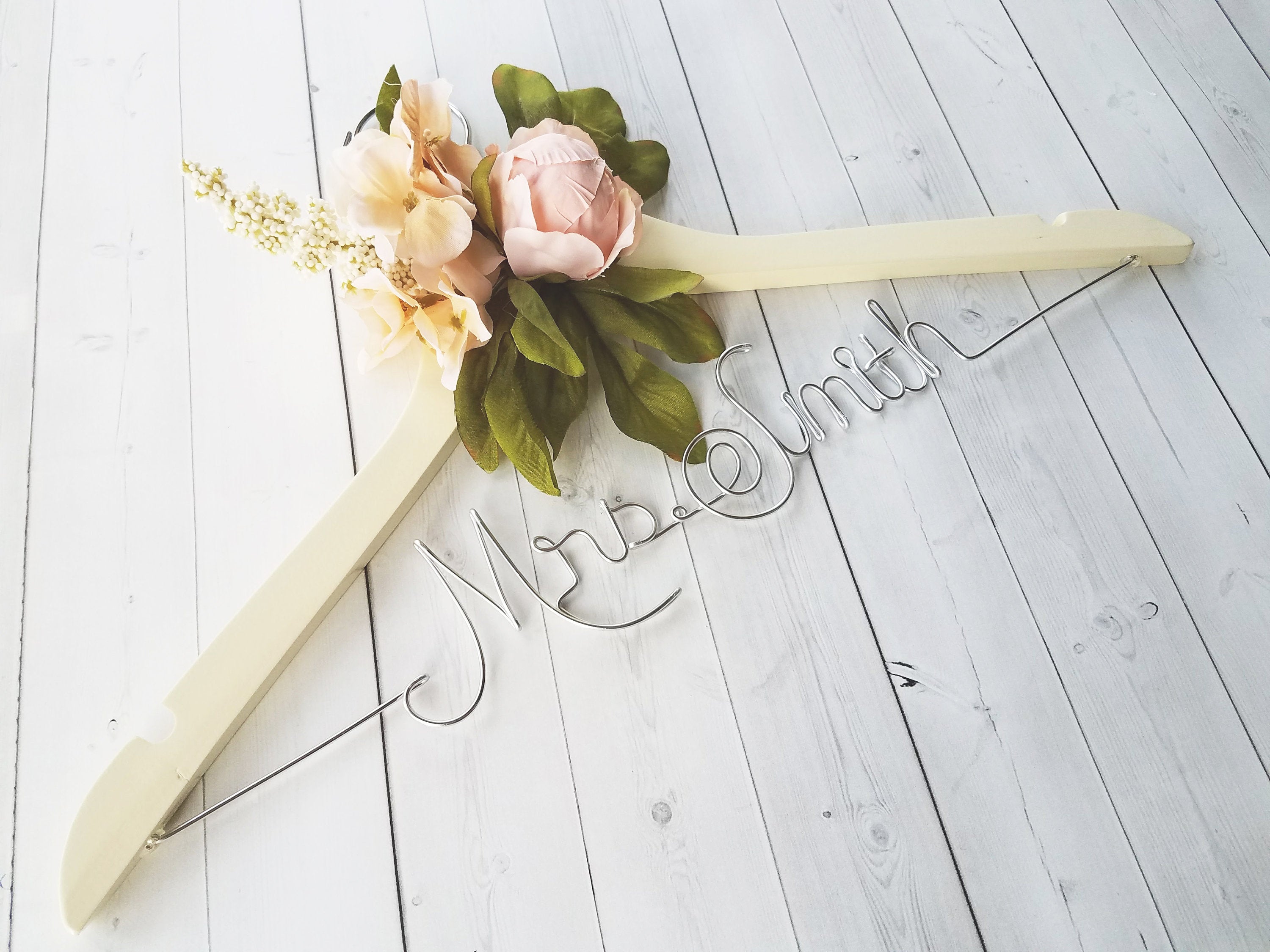 Bride Hanger With Pink Peony Flowers