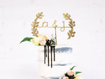 Load image into Gallery viewer, Initials with Laurel Wire Wedding Cake Topper
